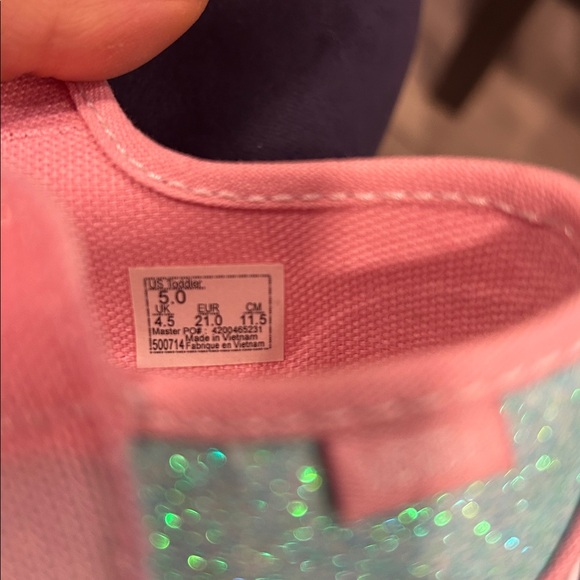 Vans Toddler Glitter Mary Jane Shoes Teal Pink Strap Sneakers Size 5 - Picture 9 of 9